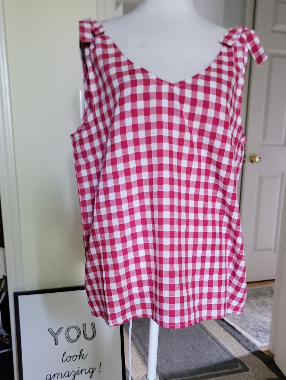 Jane And Delancey Sleeveless Red Gingham Bow Shoulder Top - Women